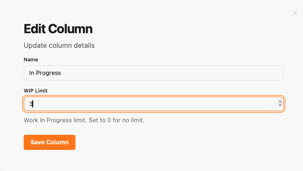 AI-Optimized Board column settings with WIP limit